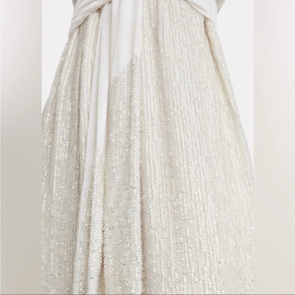 Retrofete Vivien One-Shoulder Sequin Gown | Moonglow White | Med | NWT - Picture 5 of 8